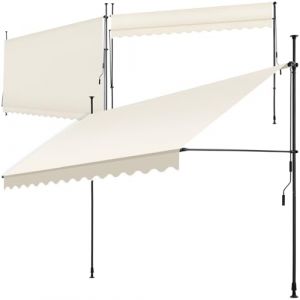 tectake Store banne sans Per&ccedil;age Auvent Marquise Retractable avec Manivelle Multi-Fonction Store lat&eacute;ral Enroulable Brise Vue Brise Soleil Opaque en Aluminium - Beige, 350 x 180 cm (TECTAKE FRANCE SAS, neuf)