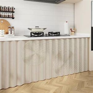 Liveinu Rideaux Armoire pour Armoire de Cuisine, Salle de Bain, Rideau Anti-poussière pour étagères, Rideaux sous l'évier, Installation Crochet et Boucle, Beige 2, 140x100cm (istaZ EU, neuf)