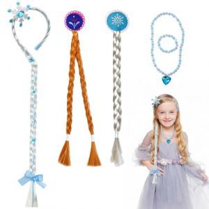 Dulynva Lot de 5 Tresse Cheveux Princesse Perruque Enfant Princesse Habiller Perruques Enfants avec Bijoux Enfants Bandeau princesse Raiponce Tresses pour Fêtes, Cosplay Costumes Accessoires (MARIOS PLOUTARCHOU, neuf)