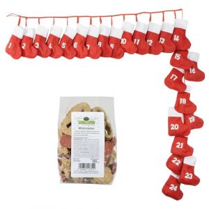 Schecker Biscuits pour chien &ndash; Calendrier de l'Avent &agrave; remplir avec bottes plus 185 g de biscuits pour chien &ndash; Mots-cl&eacute;s de No&euml;l (Schecker GmbH, neuf)