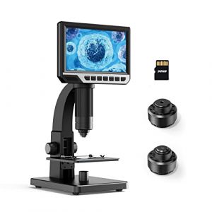 Microscope numérique LCD, microscope biologique 2000x, lentille numérique et microbiale, écran IPS 7", résolution 12 MP, avec carte SD de 32 Go, compatible Windows/Mac OS (SURENESS-GB, neuf)