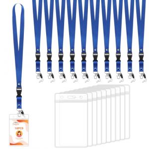 Segus Tour de Cou Porte Cl&eacute;, 10 Pi&egrave;ces Porte Badge Tour de Cou avec Lanyard, Cordon Badge, Lanyard avec Boucle D&eacute;tachable, pour Bureau, &Eacute;cole, Exposition, H&ocirc;pital (Bleu, Vertical) (Segus, neuf)