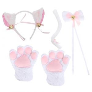 SHERCHPRY 1Ensemble Costume de Cosplay de Chat pour Fille avec Bandeau Oreilles de Chat Queue et Noeud Déguisement Mignon pour Fêtes et Événements Cosplay (Dnna Huang, neuf)