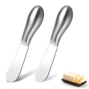 Yeenano Couteaux &agrave; Beurre,2 Pi&egrave;ces Couteau &agrave; Cr&egrave;me,Couteau &agrave; Tartiner &agrave; Beurre,&Eacute;pandeur de Fromage en Acier Inoxydable,Couteaux &agrave; Tartiner Multifonctions,pour Couper ou Tartiner Beurre,Fromage (YEEMAN, neuf)