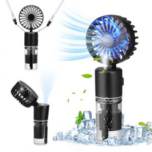 JIZZU Mini Ventilateur Brumisateur Portatif, 4000mAh Ventilateur Main USB Rechargeable [5-21Heures de Travail], 4 Vitesses, Ventilateur de Poche Silencieux Pliable pour Extérieur, Voyage, Noir (Li Cizhen trading company, neuf)