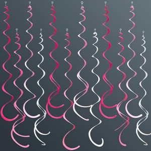 36Pcs Rose Vif et Blanc Tourbillonnantes Guirlande Décorations de Fête Feutre Suspendue Banderole de Plafond en Spirale pour Fille Anniversaire Bapteme EVJF Mariage Thé Octobre Rose Fête Fiesta Decor (MZY Co., Ltd, neuf)