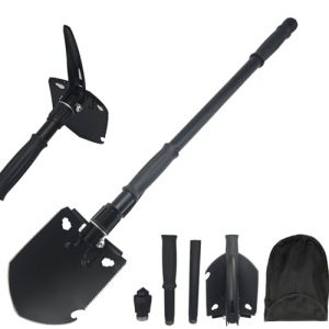 Pelle Pliante 81.5cm, Pelle à Neige, Pelle Multifonction Extra Stable Haute RÉSistance en Acier Au Carbone avec Sac De Transport,Combinaison Pelle De Camping Pliante pour La RandonnÉE en Plein Air (JTTC STORE1, neuf)