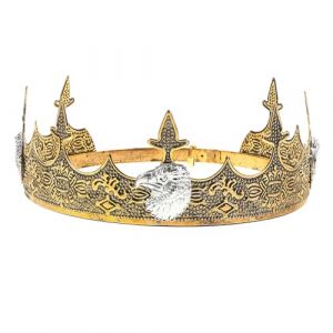 OSALADI Couronne de Roi Adulte Vintage en M&eacute;tal Dor&eacute; Ancien Aigle, Taille Unique, Accessoire de F&ecirc;te Cosplay pour Anniversaire, Mariage et Bal de Fin D&rsquo;ann&eacute;e (Original MJW, neuf)