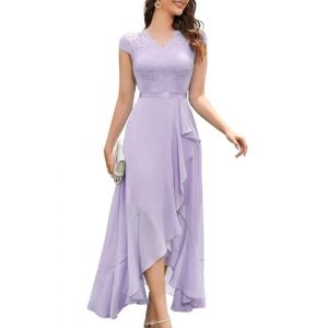 Bbonlinedress Robe Cérémonie Femme Asymétrique Longue pour Cocktail Soirée Mariage Invité Bal de Promo Anniversaire Lavender XL (Bbonlinedress, neuf)