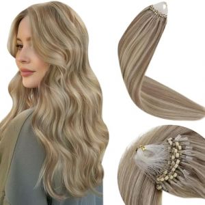 LaaVoo Extension Cheveux Naturel à Froid Balayage Blond Clair 45cm Extension Cheveux a Froid 1g Highlight Brun Clair Mixte Blond Clair Extension de Locks Cheveux Naturel 50g #P8/24 (Laavoo, neuf)