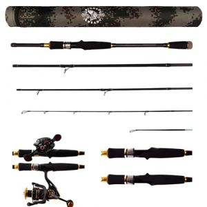 Canne à pêche de Voyage avec Micro déclencheur + 2 Embouts 220 + 185 cm 0-30 20-80 g (Rigged, neuf)