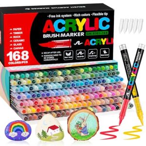 VAKKI 168 Couleurs Feutre Acrylique, Stylos Acryliques Liquide Direct Acrylic Paint Marker Coloriage pour Adultes, Marqueur Acide Acrylique Pour Coloriage, Pierre, Calligraphie, Bois, Toile, Verre (V-Fran&ccedil;ais, neuf)