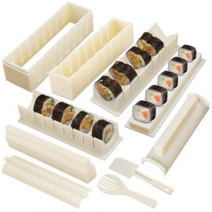 Kit de fabrication de sushis, kit de machine à sushis, presse à sushis avec formes de moule à riz à sushis, kit de rouleau à sushis, kit à sushi pour débutants, moule à onigiri à la maison (lot de 7) (NEWLISHOP, neuf)