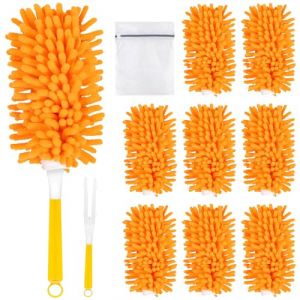 8 plumeaux lavables pour Swiffer Duster, Recharge magn&eacute;tique Anti-poussi&egrave;re, Chiffons r&eacute;utilisables &agrave; 360&deg; pour Balai &agrave; poussi&egrave;re Swiffer (avec 1 Manche et Sac &agrave; Linge) (LOVECO, neuf)