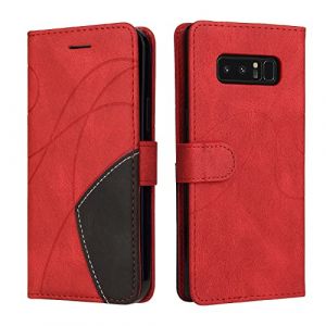 Fatcatparadise Coque pour Samsung Galaxy Note 8, Etui en Cuir PU Portefeuille Housse Fermeture Magn&eacute;tique und Flip Protection Case avec Antichoc TPU, Etui &agrave; Rabat, Fentes pour Cartes (Rouge) (Fatcatparadise, neuf)