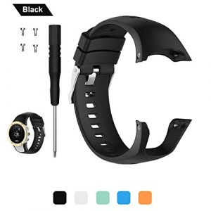 Bracelet de Montre pour Suunto Spartan Trainer Wrist HR, Souple en Silicone de Remplacement Accessoires Bande pour Suunto Spartan Trainer Wrist HR Smartwatch, 5 Couleurs Universel - Noir (Buwicoeu, neuf)