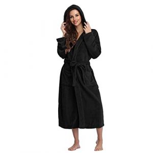 Peignoir De Bain Femme Unisexe Eponge Capuche Automne Hiver Peignoir avec Capuche Chaude Peignoir Moelleux Éponge Douce Coton Eponge Vêtements De Détente Robe De Chambre Une Pièce (Blingko, neuf)