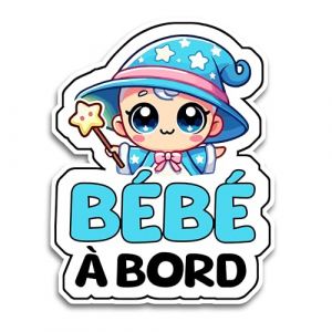 Autocollants B&eacute;b&eacute; &agrave; Bord Voiture, B&eacute;b&eacute; Magicien 16 x 12.5 cm, Stickers B&eacute;b&eacute; &agrave; Bord R&eacute;sistants aux UV et Waterproof, B&eacute;b&eacute; a Bord Voiture Facile &agrave; Appliquer, Accessoire Bebe &agrave; bord S&eacute;curit&eacute; Voiture (Albastov, neuf)