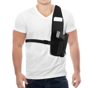 Holster d'&eacute;paule, Holster Aisselle Vertical, &Eacute;tui &agrave; Pistolet Dissimul&eacute;, Sangle R&eacute;glable de 95 &agrave; 150cm, avec Pochette pour T&eacute;l&eacute;phone Portable, pour Hommes et Femmes (Voda FR, neuf)