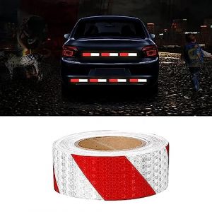 Ruban Réfléchissan Rouge et Blanc 10m x 5cm Bande Reflechissante Autocollante, Ruban Réfléchissant Adhésif, Autocollants Réfléchissants, Ruban Avertisseur Réfléchissant Blanc Ruban de Signalisation (ZHININGKJ, neuf)