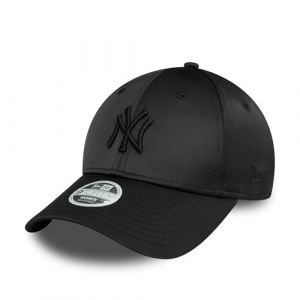 New Era MLB Couvre-Chefs New York Yankees Casquette Chapeau Fille Femme Satin été Logo du Club Ton sur Ton Noir (capspin, neuf)