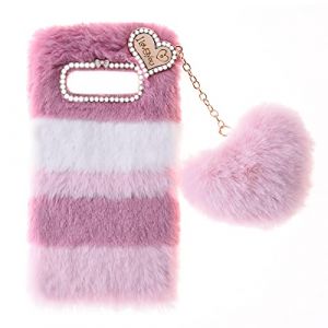 Fluffy Fur Plush Coque pour Samsung Galaxy Xcover 4 Coque de Protection Housse TPU Bumper Etui Soft Warm Love Fluffy avec Bling Diamant Cover Fluffy Fur Skin Case pour Samsung Xcover 4/4s,Collage Rose (ShinyCase, neuf)
