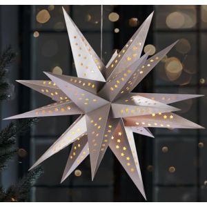 BRUBAKER Étoile de Noël 3D pour l'Intérieur - 60 cm Étoile Lumineuse XXL en Papier - Fonctionne sur Piles avec Minuterie - Étoile LED Suspendue - Étoile de l'Avent pour Décoration de Noël - Argenté (BRUBAKER (Der Schnellversender!), neuf)