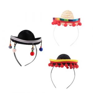 SHERCHPRY 3 Pi&egrave;ces Chapeau Mexicain Bandeau De F&ecirc;te Coiffe Chapeau Mexicain Accessoire Pour Cheveux Mini Bandeau (Dnna Huang, neuf)