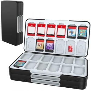 HEIYING &Eacute;tui pour Cartes de Jeu pour Nintendo Switch 2/OLED/Lite, Bo&icirc;te de Rangement pour Cartes Voyage Portable Noire avec 72 Emplacements pour Carte de Jeu et 24 Emplacements pour Carte Micro SD (HEIYING-EU, neuf)