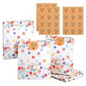 VYNZOR 30 Pi&egrave;ces Sachet Anniversaire Enfant avec 36 Autocollants, Sachet Bonbon Anniversaire, Sac Cadeau en Papier, Pochette Cadeau, pour F&ecirc;te d'anniversaire, F&ecirc;te de mariage, No&euml;l (Shophaomall Store, neuf)