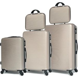 CELIMS - Sets de Bagages 5 Pi&egrave;ces avec 2 Vanity/Trousse de Toilette | Set Valise Rigide | Lot de Valise de Voyage | Cabine 55cm + Moyenne 65cm + Grande 75cm + 2X Vanity | Champagne (CELIMS, neuf)