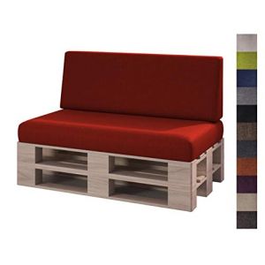 sunnypillow Set de 2 Coussins pour Canapé Palette Matelas Extérieur - d’Assise 120 x 80 x 15 cm + Dossier 120 x 40 x 20/10 cm - Coussin Salon de Jardin, Terrasse, Balcon - Rouge (Globix24, neuf)