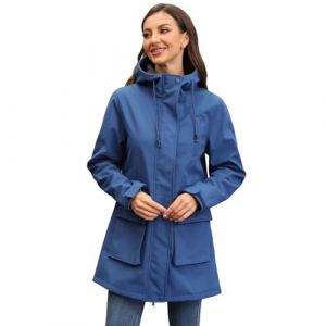 CHIGUO Veste d'hiver l&eacute;g&egrave;re et imperm&eacute;able pour femme - Doubl&eacute;e en polaire chaude avec capuche - Veste de pluie longue (Chiguo, neuf)