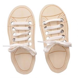 Jouet D'entra&icirc;nement &Agrave; Lacets De Chaussures pour &ndash; Jouet De La&ccedil;age De Chaussures en Bois pour, Jouet De La&ccedil;age De Chaussures en Bois pour L'apprentissage des Tout-Petits, Outils P&eacute;dago (weqan, neuf)