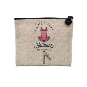 Pochette en Lin - La Meilleure Ballerine du Monde Danseuse Danse Passion Art Musique Classique - Trousse Maquillage en Toile Aspect Lin - Porte Monnaie - 15 x10 cm (FabulousBOUTIK, neuf)