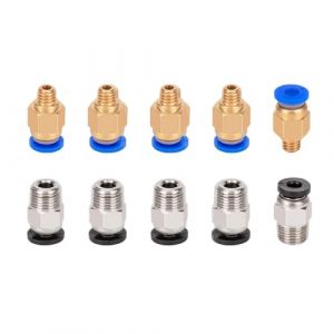 Aiqeer 10 Pi&egrave;ces 3D Imprimante Pneumatique Connecteurs Set (5 Pi&egrave;ces PC4-M6 Pneumatique Rapide Raccord et 5 Pi&egrave;ces PC4-M10 Pneumatique Droit Raccord) (Aiqeer-FR, neuf)