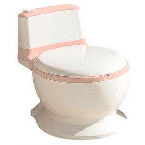 Pot Bébé Toilette Musical Pour Apprentissage De La Propreté de 1-4 ans- Toilette Bebe & Enfant - Confortable Anti Dérapant Avec Bruit De Chasse & Musique -50KG Pot Amovible -Rose - 1 pièce (Hechheu, neuf)