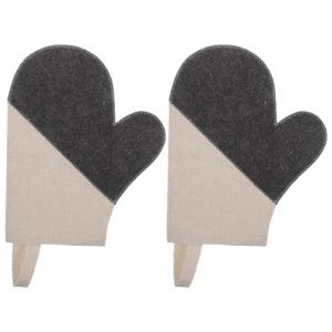 FIXOSHEE 2 Pi&egrave;ces Moufles de Sauna en Laine &Eacute;paisse Gris et Blanc, Protection Thermique Respirante pour Sauna et Hammam, Accessoires de Bain Confortables et Isolants, Lot de 1 Paire (Jiingsq, neuf)