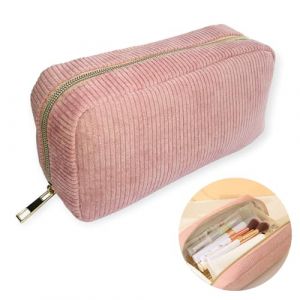 Trousse Maquillage Grande Capacité pour Femme, Homme, Fille, Garcon, en Velours avec Compartiments. Trousse Scolaire, De Toilette, Rangement pour Makeup, Accessoires Bebe Ou Voyage (Rose) (PicRo, neuf)