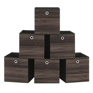 SONGMICS Boîte de Rangement, Lot de 6, Bac avec Poignée, Cube Tissu Non-tissé et Oxford, Panier, 30 x 30 x 30 cm, Adaptés aux Meubles Cubiques, Pliables, Vêtements, Marron Châtaigne RFB102K01 (SONGMICS HOME FR, neuf)