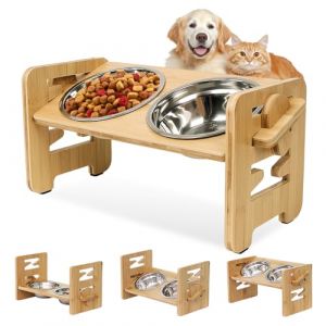 Gamelle Chien Surelevee, Gamelle Surélevée pour Chien Et Chat, Gamelles Surelevee avec 2 Bols en Acier Inoxydable, 6 Hauteurs Ajustables, Gamelle Chat Surélevée pour Chiens Et Chats (TRUST AND BU, neuf)