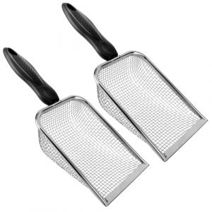 Lot de 2 tamis de jardinage en maille, pelle &agrave; compost pour reptiles avec poign&eacute;e, tamis &agrave; dents de requin, tamis de compost, tamis de jardin, pelle de rempotage pour cour, sable, roches, terre (Beisong, neuf)