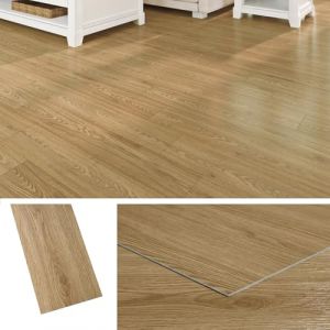 Livelynine Lino sol Adh&eacute;sif Bois Ch&ecirc;ne Dalle PVC Effet Bois Naturel 90x15 Parquet Chambre Salle de Bain Cuisine Dalles Adh&eacute;sives PVC Int&eacute;rieur, 18 Pi&egrave;ces (Livelynine Euro, neuf)