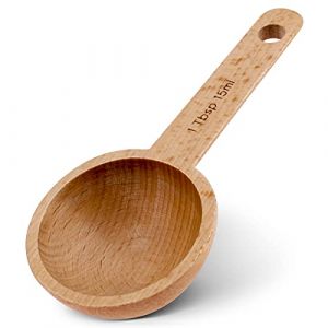 Cuill&egrave;re &agrave; caf&eacute; en bois en noyer, mesure pour grains de caf&eacute;, grains moulus ou th&eacute;, accessoires de cuisine pour la maison, cuill&egrave;re &agrave; caf&eacute; pour caf&eacute; moulu (H&ecirc;tre) (Xintongda, neuf)
