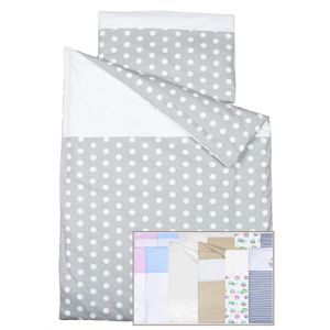 Housse De Couette Nordique du Lit Bébé 60x120cm Et Taie d'oreiller (90x120cm, 30x60cm)- 100% Coton - Vizaro - Pois Blancs (Vizaro Made In Europe - France, neuf)