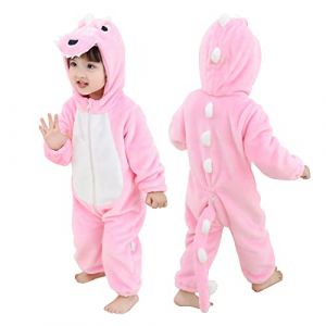 Doladola Combinaison de flanelle pour neutres b&eacute;b&eacute; enfant animaux combinaison pyjama d&eacute;guisement halloween(4-5 ans,pink dinosaure) (Doladola-FR, neuf)