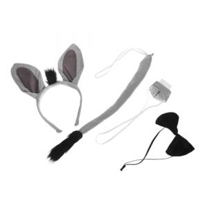 NIYANGLE 1ensemble Costume De Donkey Cartoon Avec Oreilles Nez Nœud Et Queue Kit Déguisement Pour Fêtes Halloween Et Événements Thématiques (Telinei, neuf)