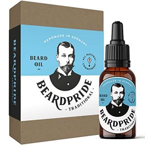 BEARDPRIDE Huile à barbe pour hommes - Traditional - L'huile à barbe originale du barbier - Notre huile pour barbe rend la barbe douce - Huiles 100% naturelles - Huile à barbe pour les hommes (LinaCare, neuf)