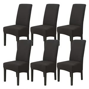 Jaotto Housse de Chaise de Salle à Manger XL, Housse de Chaise Extensible Lot de 6, Couverture de Chaise Grande Universelle Lavables, Facile à Nettoyer pour Décor Salle à Manger Salon(Noir,6 Pièces) (Jaotto, neuf)