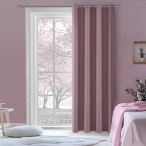 MRTREES Rideau Thermique Porte d'Entrée, Rideau Occultant Rose Poudré 140(L) x210(H) CM, 1 Pièce, Rideaux Thermiques Isolants Anti Froid et Chaleur à Oeillets pour Fenetre Salon Chambre (MRTREES HOME, neuf)